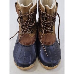 JBU by Jambu Windsor Waterproof Duck Boots Brown Navy Faux Fur Lined Womens 6M